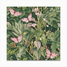 William Morris Print Pink Butterfly Botanical 4 Canvas Print