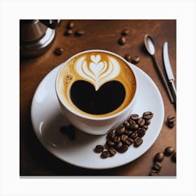 Coffee Cup With Heart Canvas Print