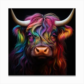 Colourful Rainbow Highland Cow 2 Canvas Print