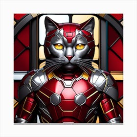 Cat, Pop Art, 3D, stained glass cat superhero limited edition 1/60 Canvas Print
