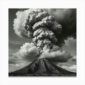 Black And White Image Of A Volcano 5 Canvas Print