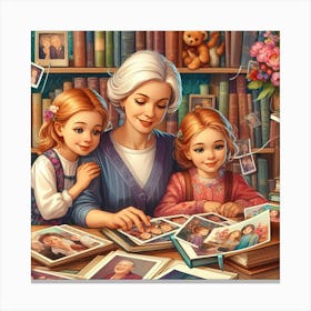 Grandma And Grandkids Canvas Print