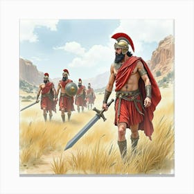 Watercolor The Epic Adventures Of Greek Heroes And Gods 1 Canvas Print