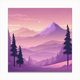 Misty mountains background in purple tone 60 Canvas Print