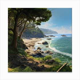 Verdant Rocky Beach Canvas Print