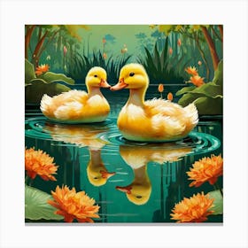 Ducks In The Pond 19 Canvas Print