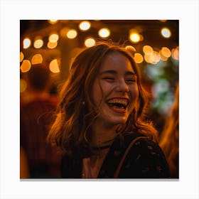 Young Woman Laughing At A Party Canvas Print