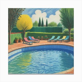 Pool With Lounge Chairs Canvas Print