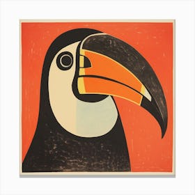 Retro Bird Lithograph Toucan 2 Canvas Print