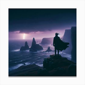 Man On Top Of Cliff Canvas Print