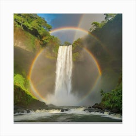 Rainbow Over Waterfall paintings art print Canvas Print