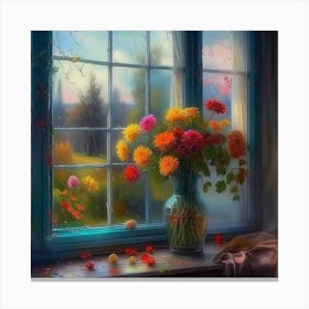 Flowers By The Window Canvas Print