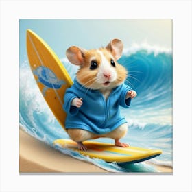 Hamster On A Surfboard Canvas Print