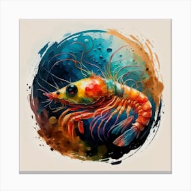 Shrimp Marine Life Watercolor Canvas Print