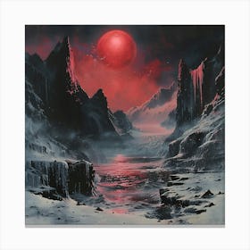 Red Moon In The Sky, Impressionism And Surrealism Canvas Print