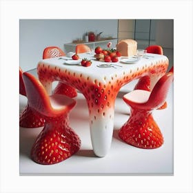 Strawberry Table And Chairs Canvas Print