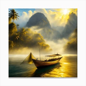 Firefly A Boat On A Beautiful Mist Shrouded Lush Tropical Island 12624 (1) Canvas Print