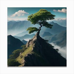 Lone Tree On Top Of Mountain 51 Canvas Print