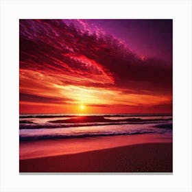 Sunset On The Beach 1077 Canvas Print