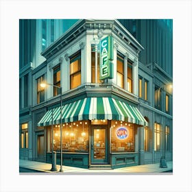 Corner Cafe At Night Kitchen Restaurant  Canvas Print