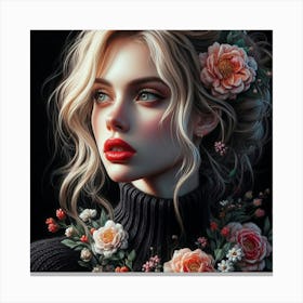 Beautiful Girl With Flowers 8 Canvas Print