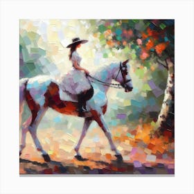 Woman Riding A Horse Canvas Print