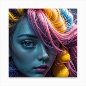 Portrait Of A Girl With Colorful Hair 1 Canvas Print