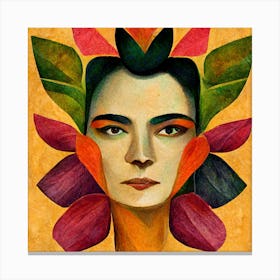 Frida Kahlo With Flowers 3 Canvas Print