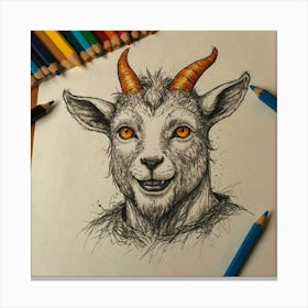 Goat Drawing 20 Canvas Print