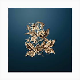 Gold Botanical Red Loasa Flower on Dusk Blue n.0579 Canvas Print