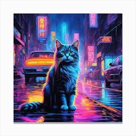 Cat On The Street Canvas Print