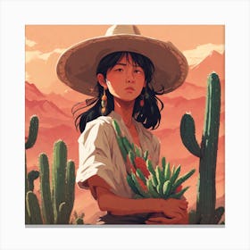 Cactus Girl 1 Canvas Print