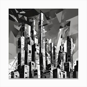 Skyscrapers Monochrome Cubism Style Canvas Print