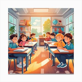 Children In The Classroom Canvas Print