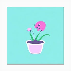 Pink Flower In A Pot Canvas Print