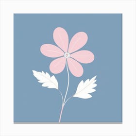 A White And Pink Flower In Minimalist Style Square Composition 638 Canvas Print
