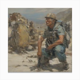 Soldier In The Desert Canvas Print