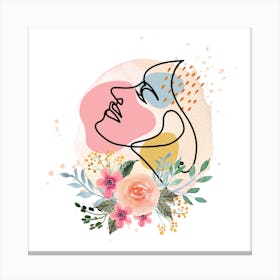 Portrait Of A Woman With Flowers Canvas Print