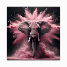 Elephant splashing pink dust Canvas Print