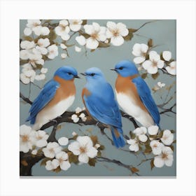 Bluebirds In Blossom 3 Canvas Print