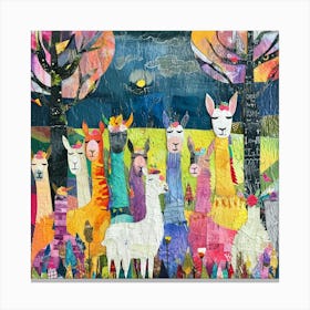 Rainbow Alpaca Kitsch Collage 2 Canvas Print