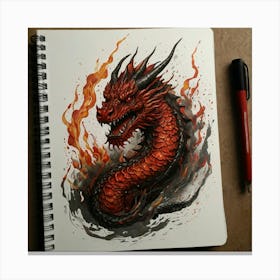 Red Dragon Drawing Canvas Print