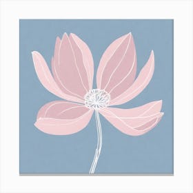 A White And Pink Flower In Minimalist Style Square Composition 188 Canvas Print