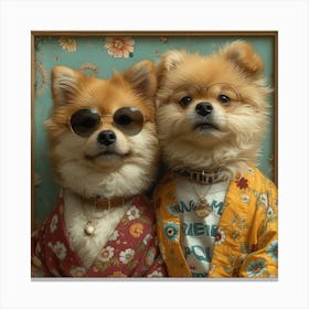 Two Dogs In Sunglasses Canvas Print