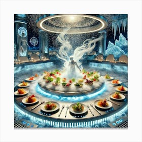 A Futuristic Dining Presentation At The Cryo Forge Canvas Print