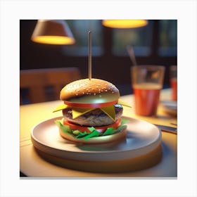 Hamburger On A Plate 97 Canvas Print