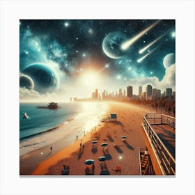 Aliens On The Beach - Futuristic Art 1 Canvas Print