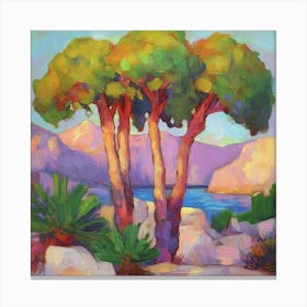 Three Trees by the Sea Canvas Print