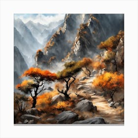 Chinese Mountains Landscape Painting (75) Canvas Print