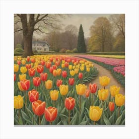Tulips In The Garden 1 Canvas Print